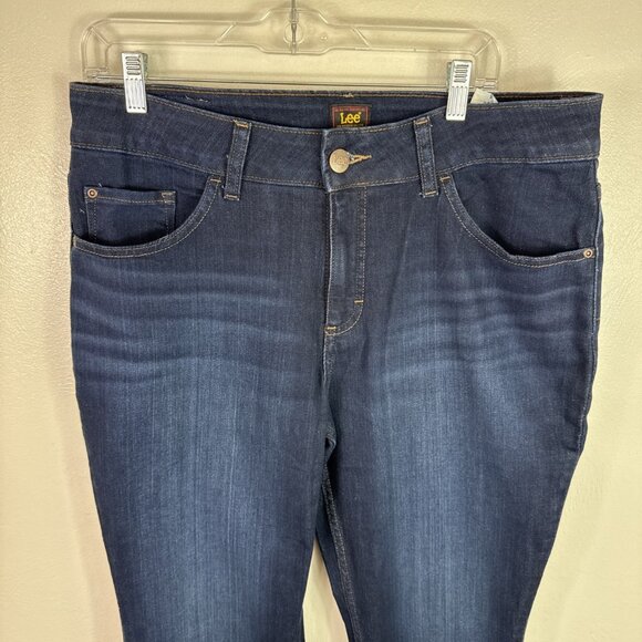 Lee Women's 16W Stretch Straight Mid Rise Jeans Blue NWT Inseam 29.25" - Picture 4 of 13